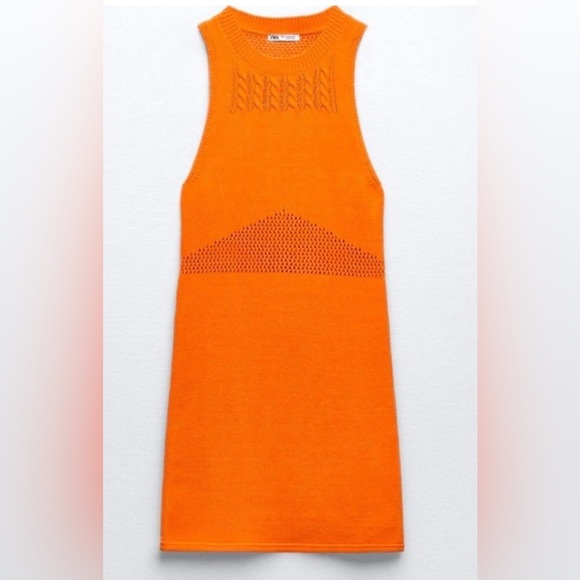 Zara Dresses & Skirts - Zara Chenille Orange Sleeveless Knit Mini Dress size Large